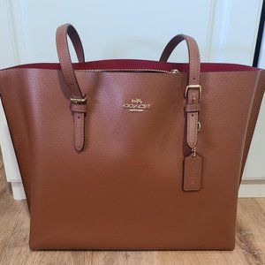 Coach Mollie Tote Purse Brown/Camel Merlot/Red/Gold